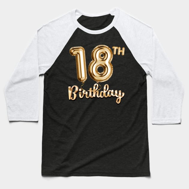 18th Birthday Gifts - Party Balloons Gold Baseball T-Shirt by BetterManufaktur